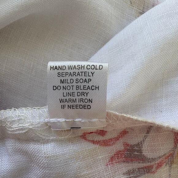 For Cynthia Duster Open Front Top Sz Md 100% Linen Floral Roll Tab Lagenlook NWT - Picture 7 of 12